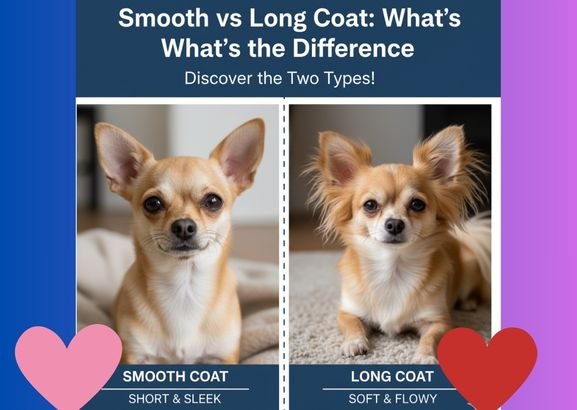 an image of comparison of chihuahua one is smooth coat another one is long coat